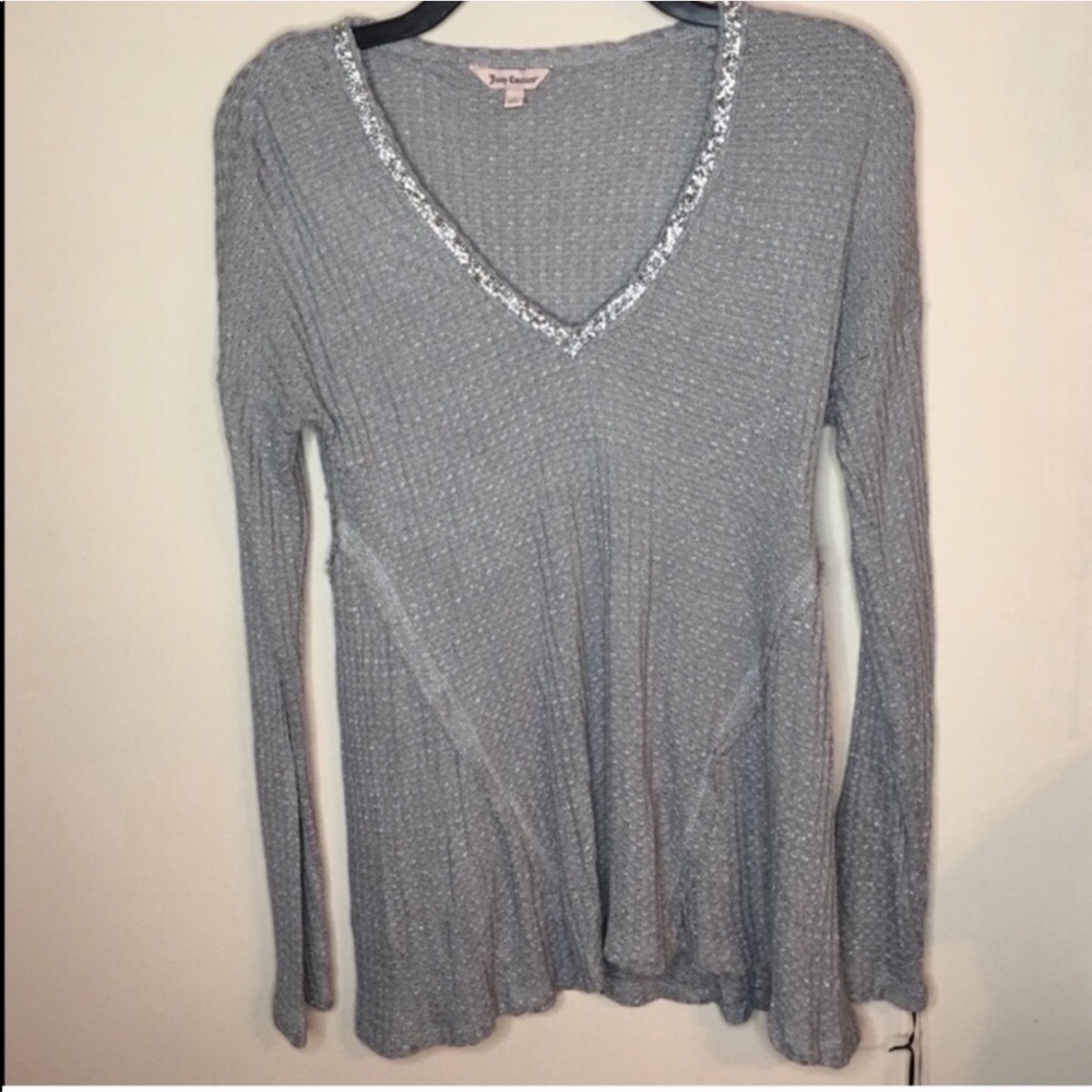 NWT Juicy Couture Silver Sparkle Blouse - Picture 3 of 8
